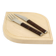 Snack set János Megyik, knife, fork and wooden board, Amboss Austria, 1970s