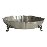 Silver-plated metal basket on rockwork feet