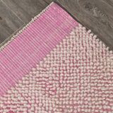 4x7 Shades Of Pink & Beige Handmade Wool Vintage Rug, 129x220Cm SK 34944