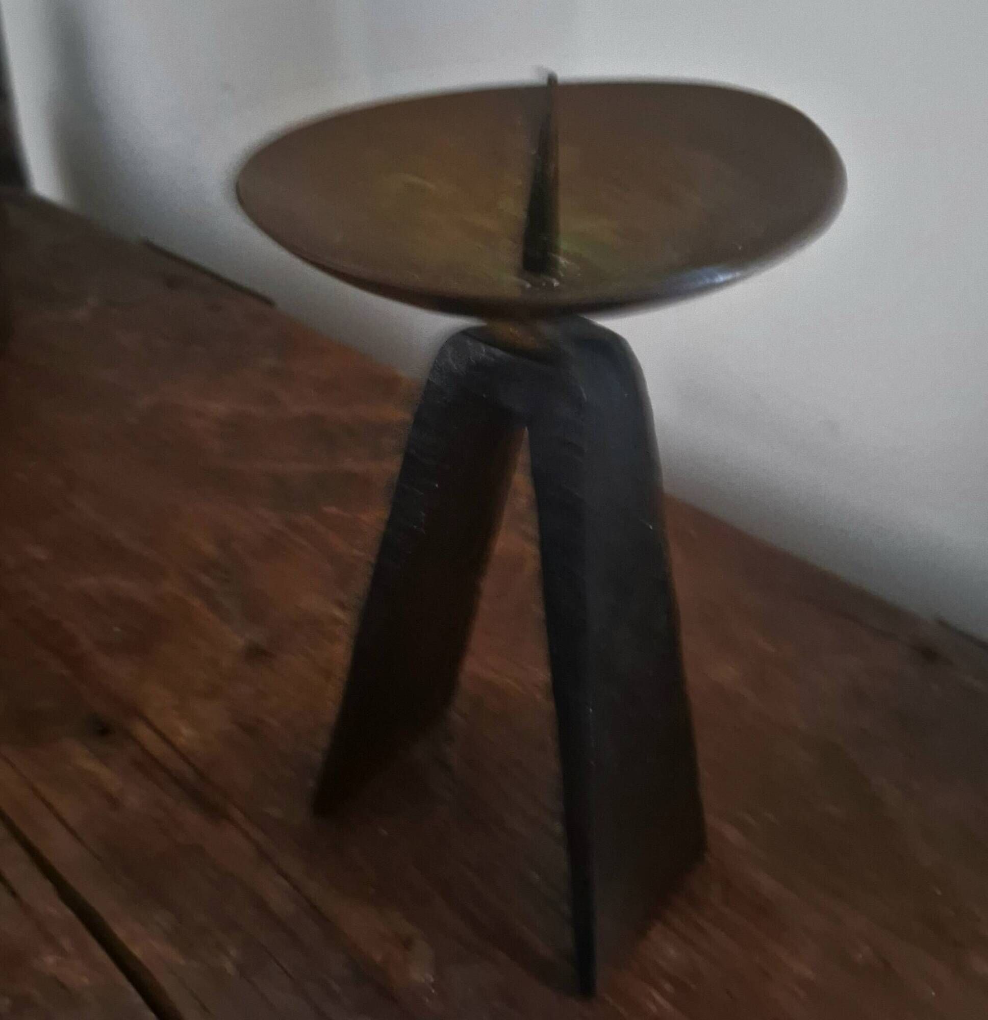 Brutalist candle holder from the '60s, made of cast iron and copper from the former GDR.