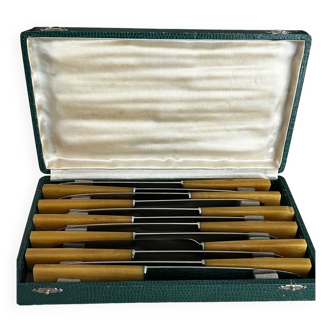 Box of 12 horn handle knives