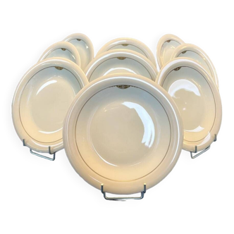 Lot de 9 Assiettes à Dessert Art Déco - Service de Table Porcelaine - Rouard