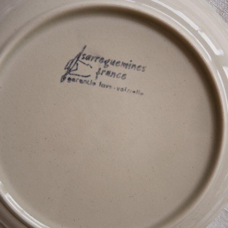 Set of 6 dessert plates in Sarreguemines sandstone, thistle pattern