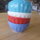 4 colorful faceted bowls