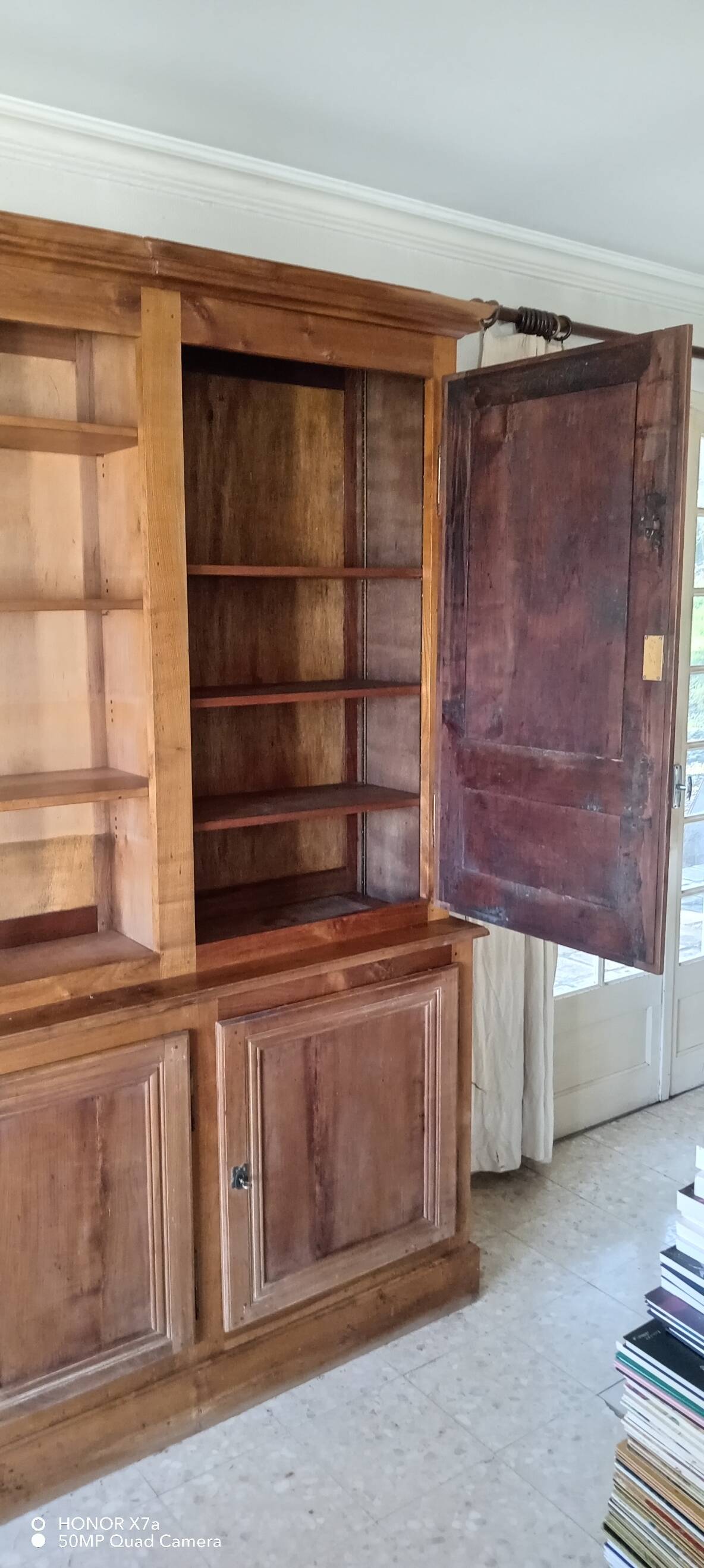 Library in solid cherry wood, Louis Philippe style.