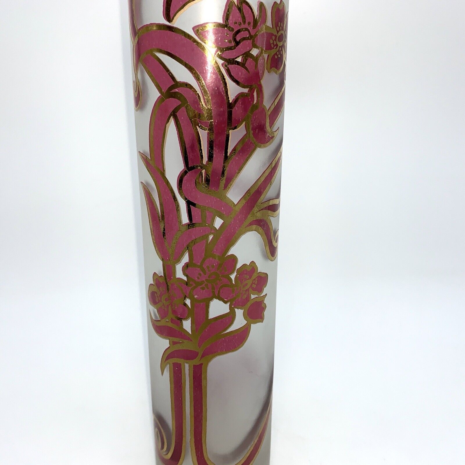 Vase glass scroll painted and gilded floral decoration art nouveau inspiration