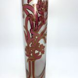 Vase glass scroll painted and gilded floral decoration art nouveau inspiration