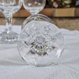 Vintage 10 Large Crystal Glasses - Engraved Logo - Cut Stem - Very Heavy