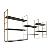 Vintage wall shelves in gold and black metal