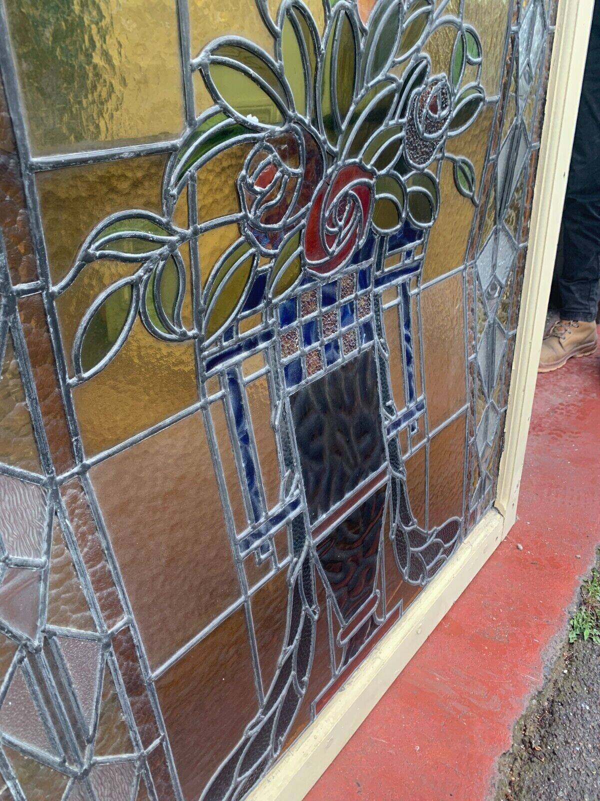 20th century Art Deco stained glass panel