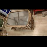 Table end of sofa door rattan magazines and glass granite