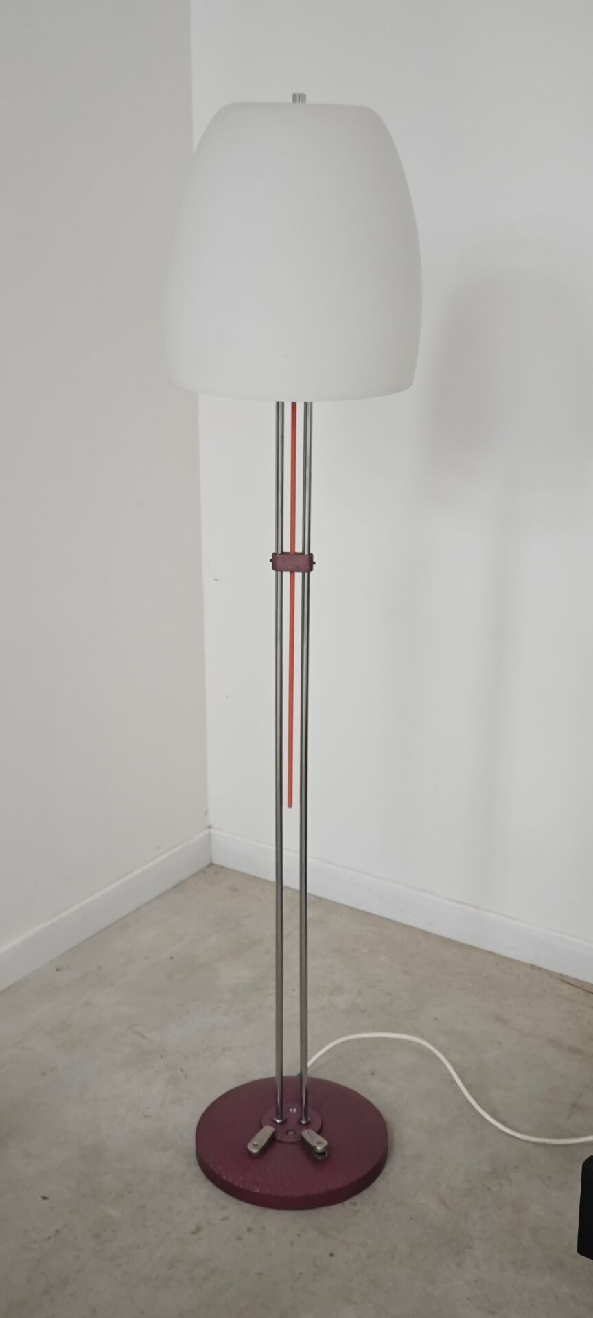 Chrome metal floor lamp opaline triplex Lidokov ex Czechoslovakia