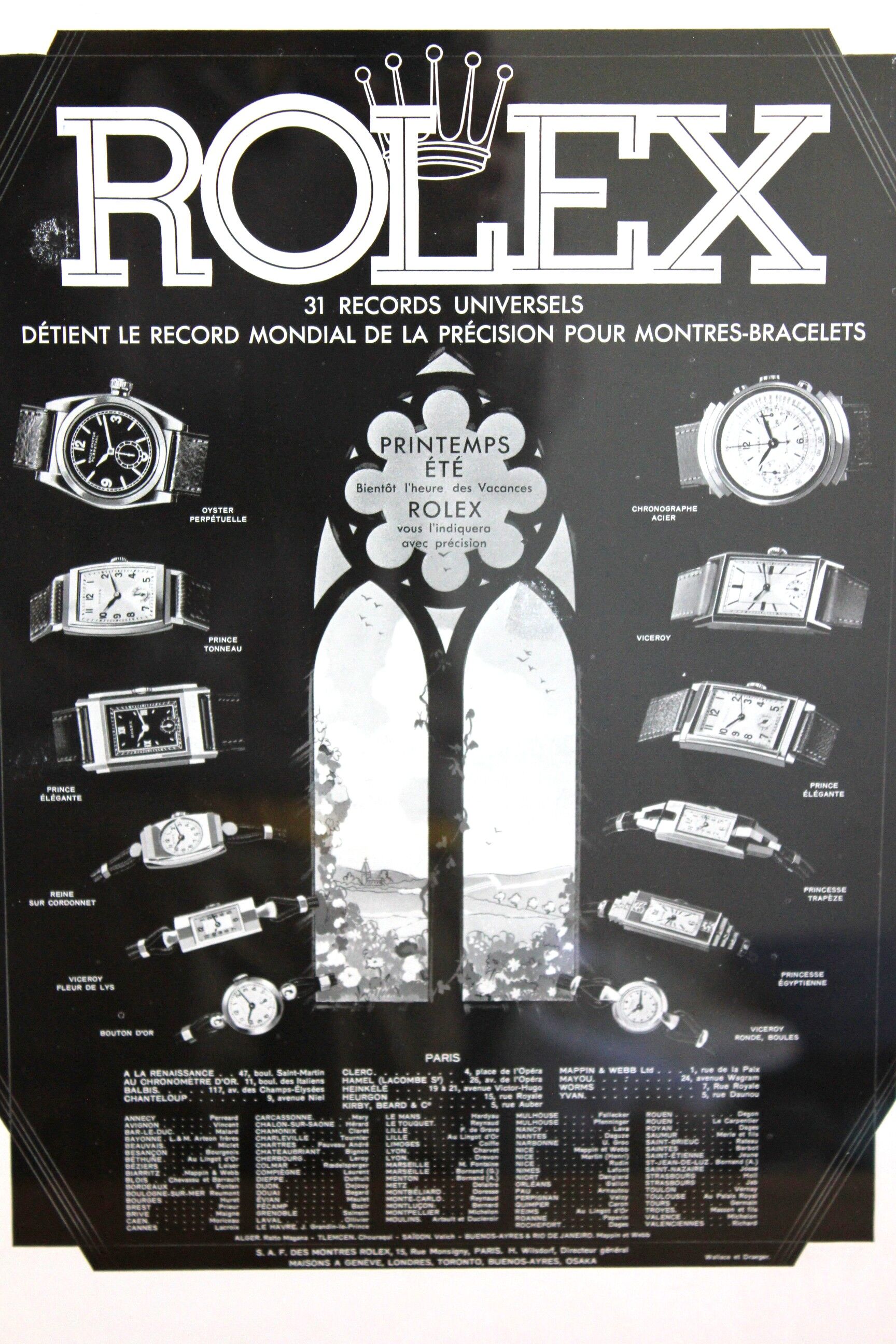 Rolex watch - old advertising poster 1930