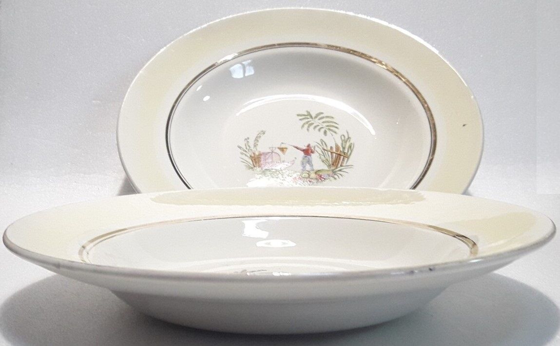 7 hollow plates Gien Japanese decoration France