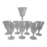 Set of 8 crystal wine glasses engraved 50s