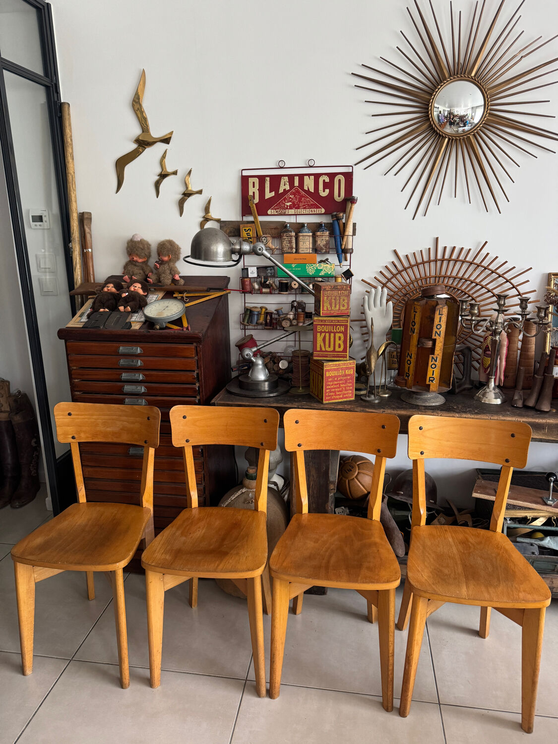 Set of 4 vintage Luterma bistro chairs in wood