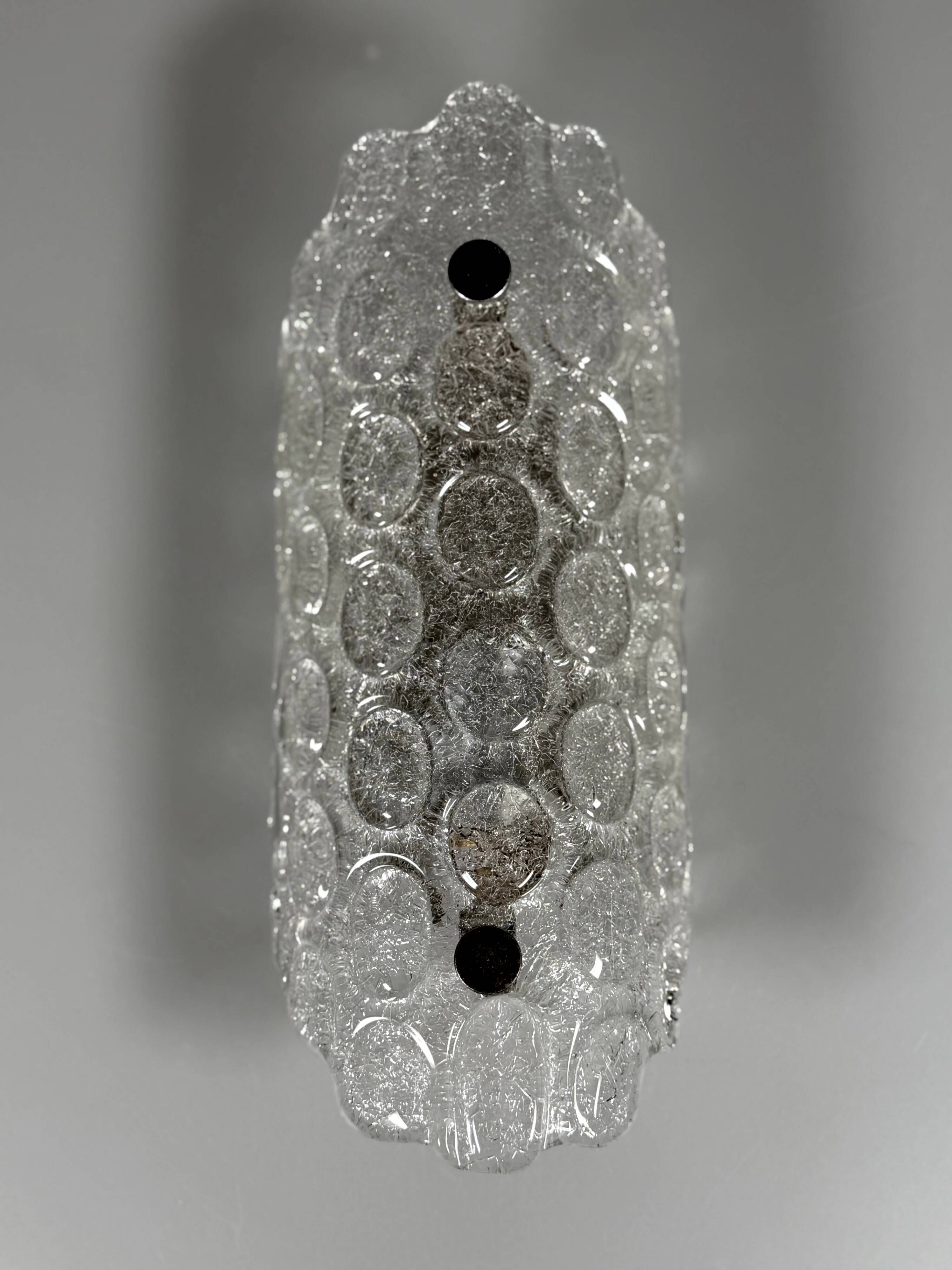 1960s 1970s Wall Lamp Fischer Leuchten Germany Wall Sconce Ice Glass Design