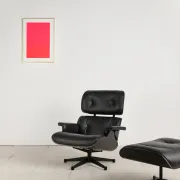 Lounge Chair and ottoman in black leather by Charles & Ray Eames, Vitra