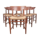6 Danish chairs in teak and sea rush, model 316 by Peter Hvidt 1960.