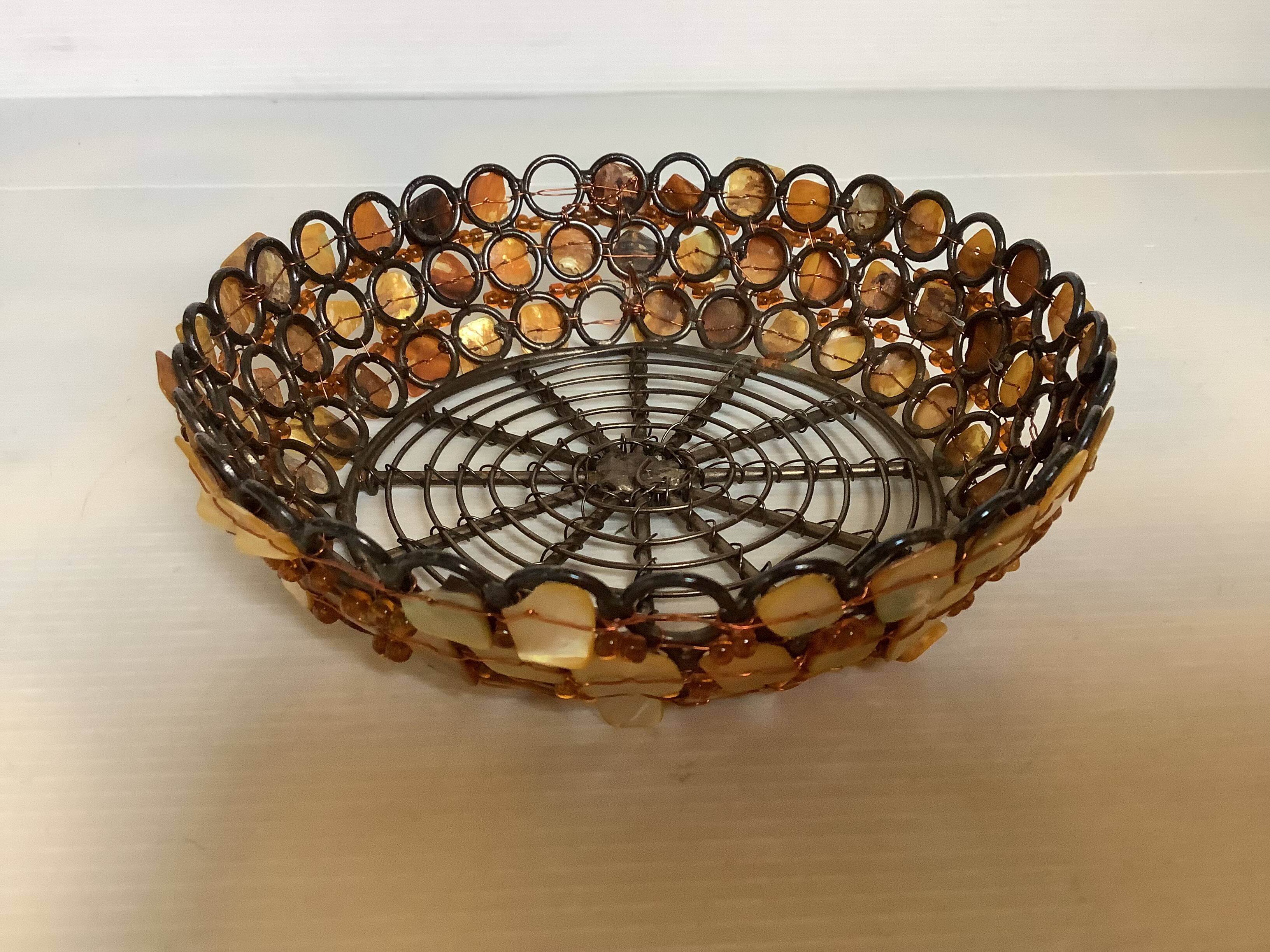 Nacre and metal catch-all bowl