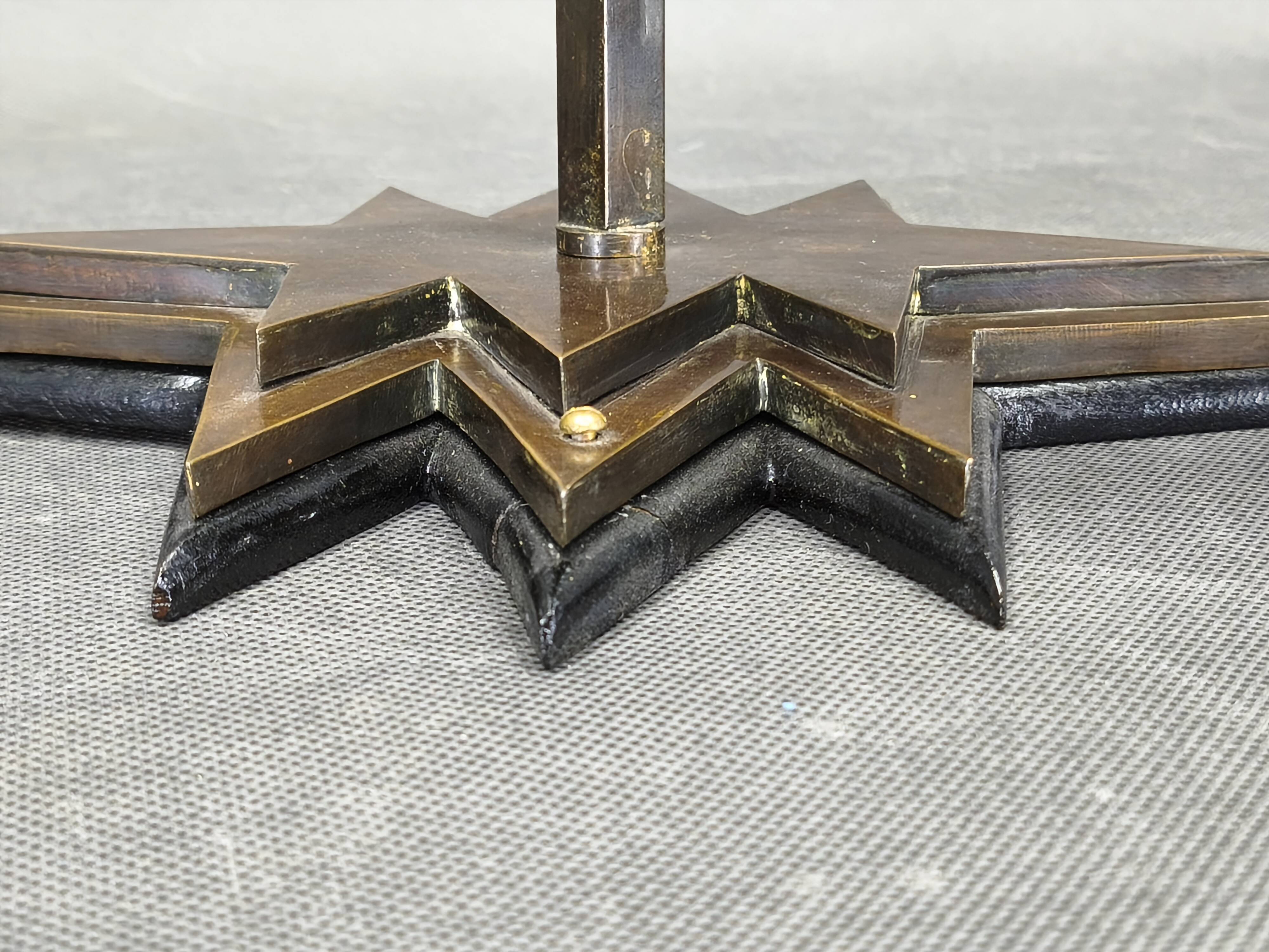 Pair of Czech Cubist Brass Wall Lights, Czechoslovakia, 1920s