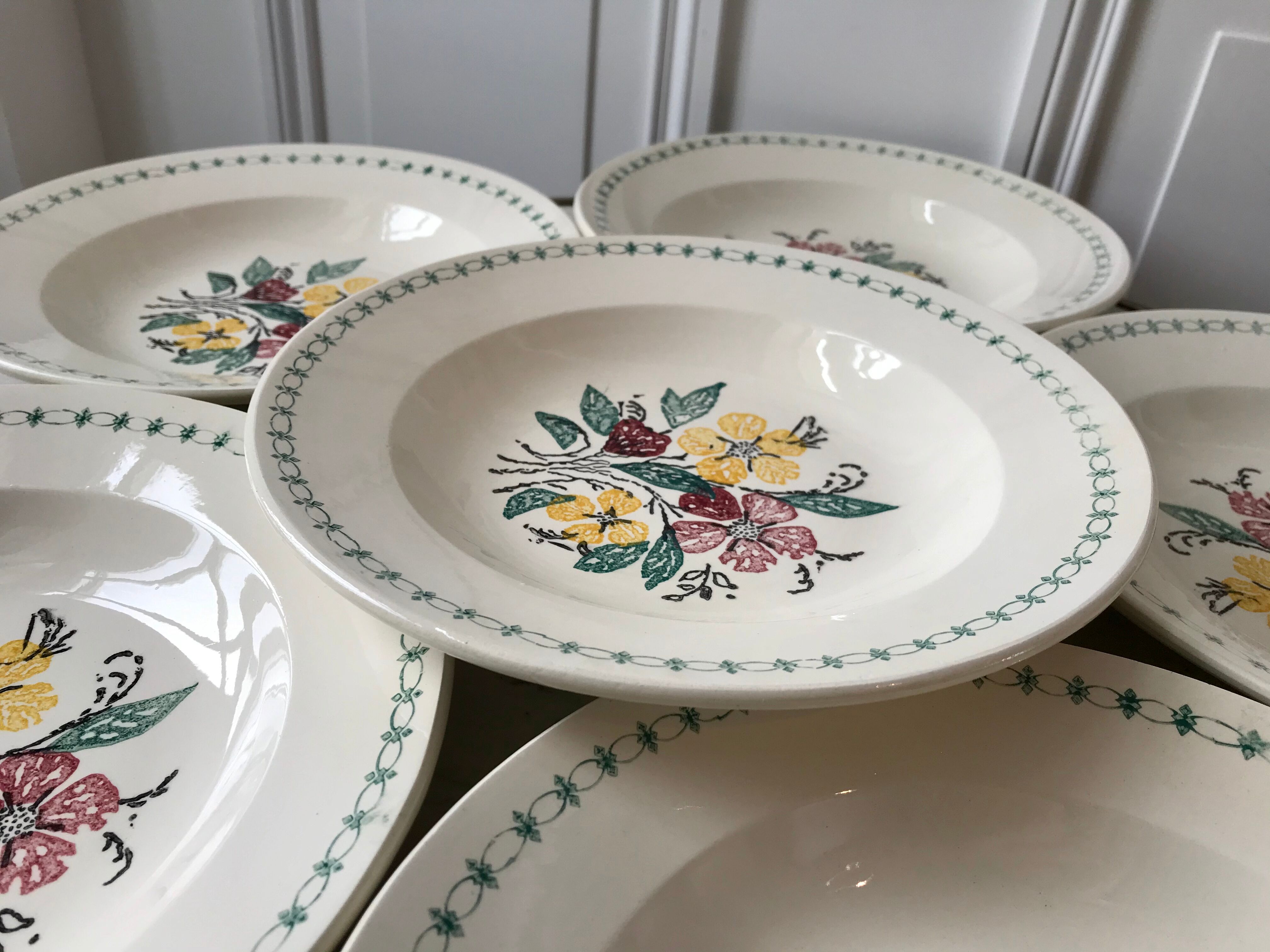 Lot de 6 assiettes creuses Digoin Sarreguemines années 40