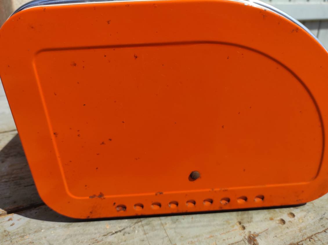 vintage orange bread hutch 70s