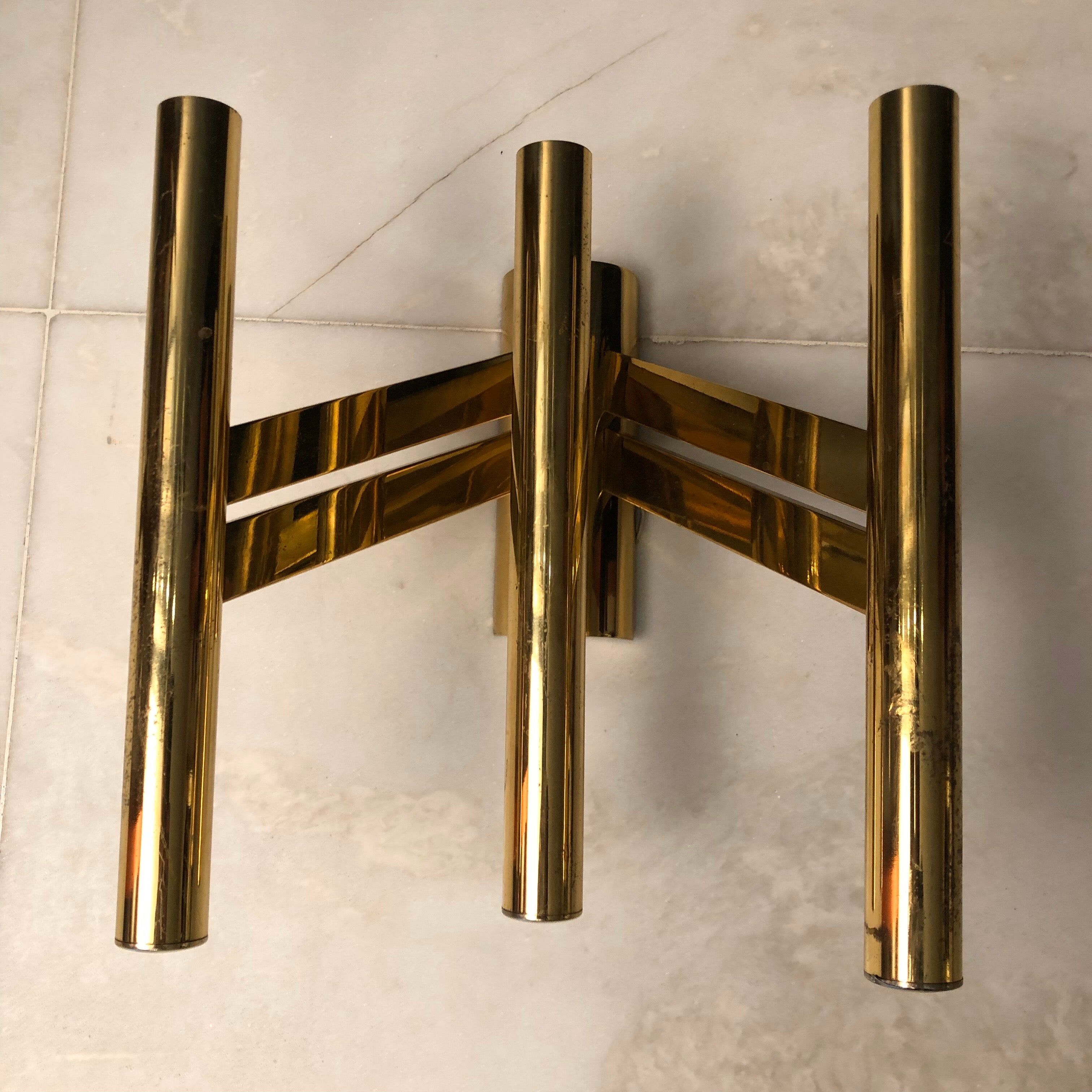 Single brass sconce from Sciolari, italy, 1970