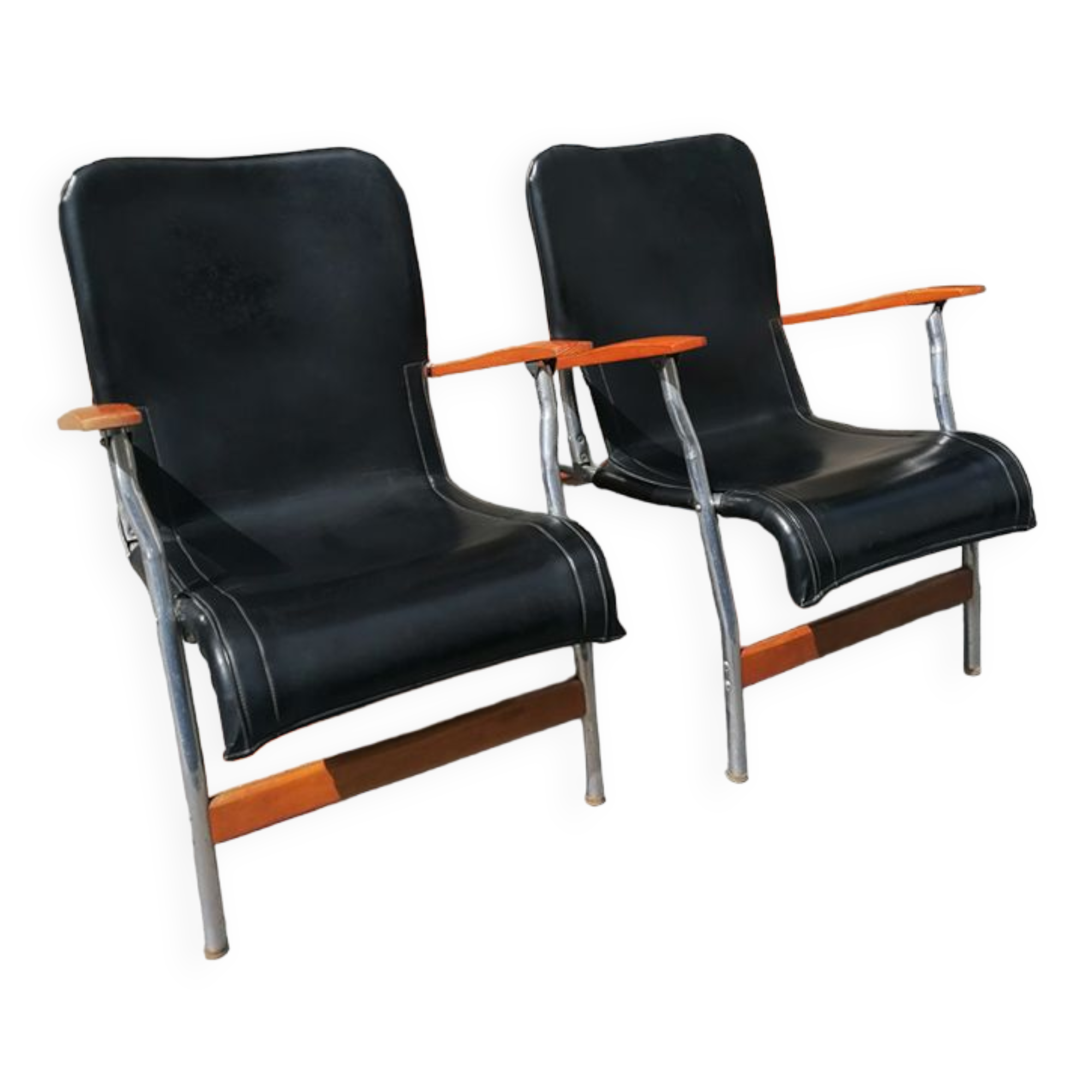 Pair of folding armchairs Casteljoyeux, 1960
