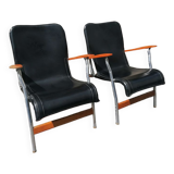 Pair of folding armchairs Casteljoyeux, 1960
