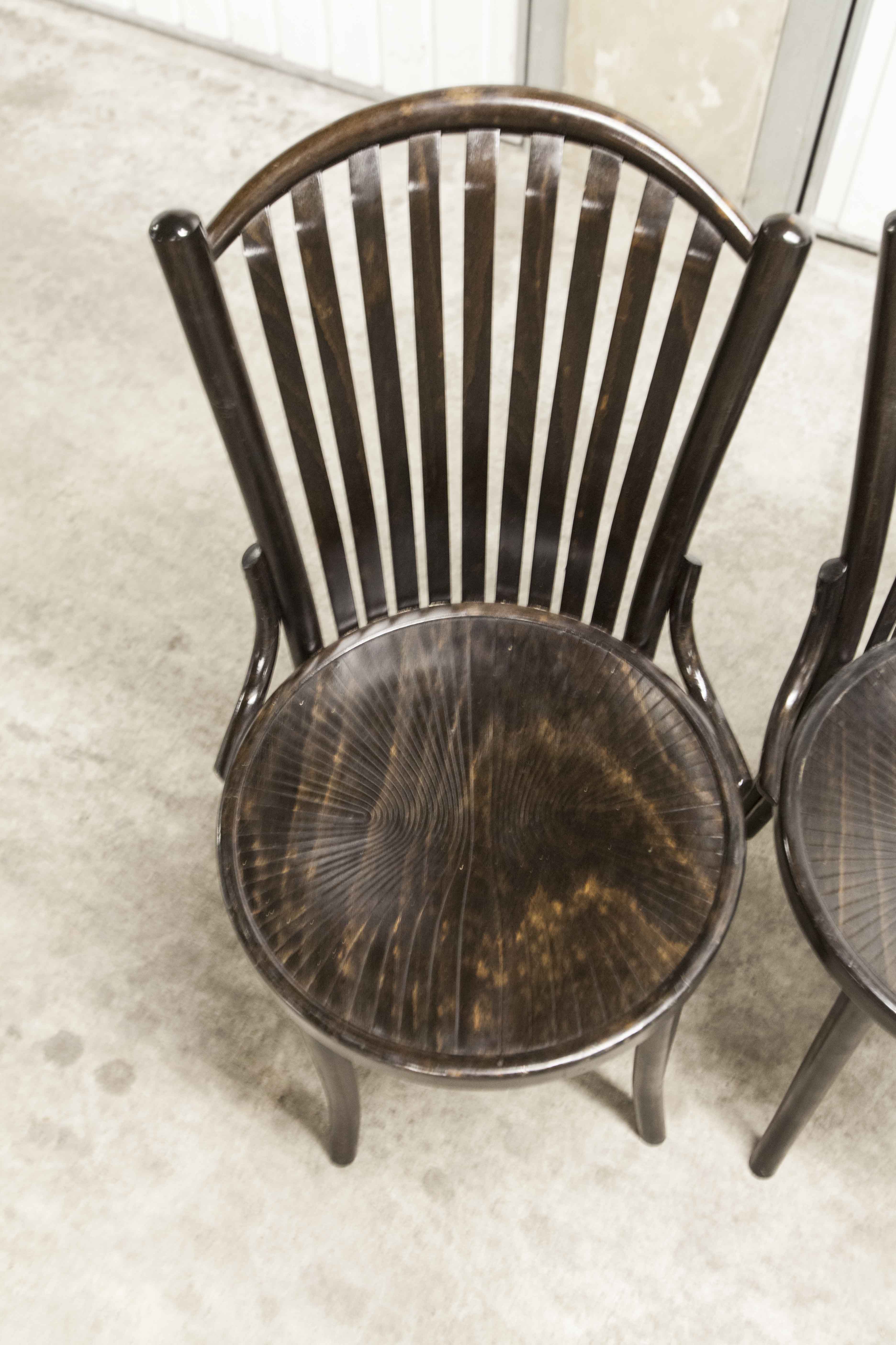 Set of 6 chairs Bistrot Baumann ref 22 curved wood