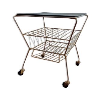 1960s metal dore and scoubidou side table