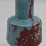 Petit vase design rouge sang de bœuf et bleu turquoise