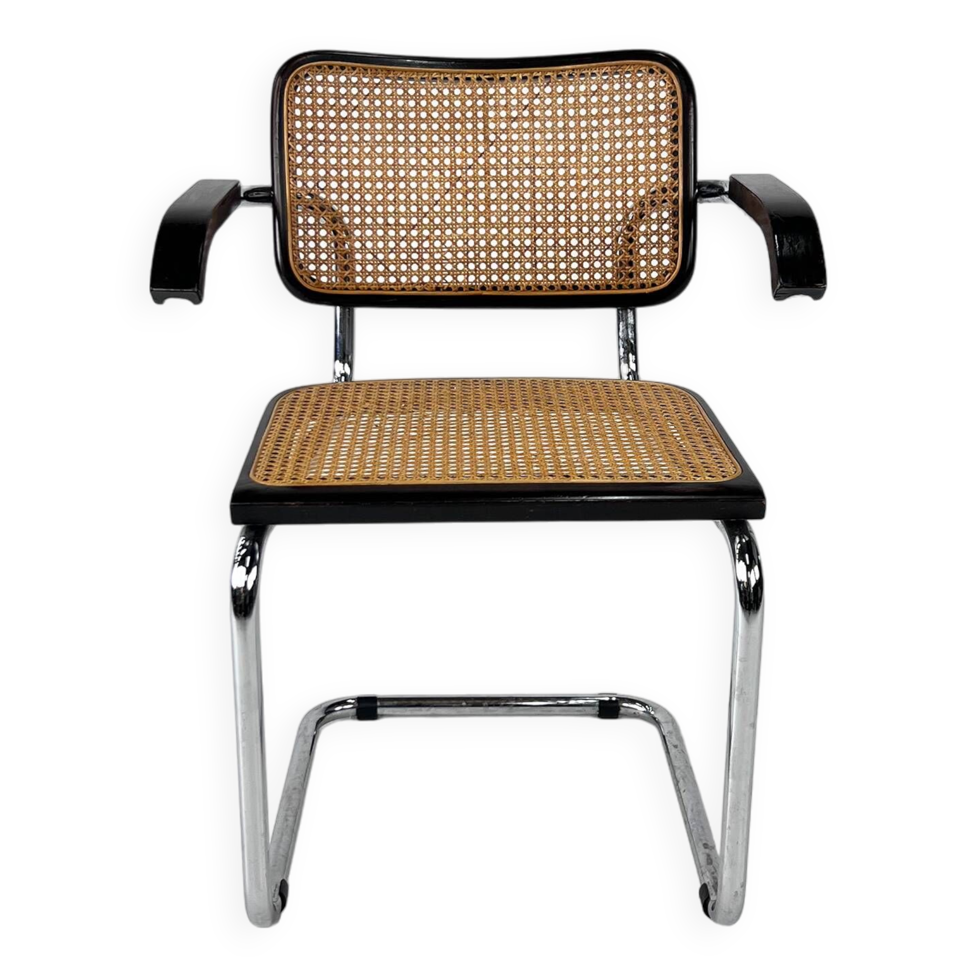 Tubular Frame and Cane Cantilever Dining Chair, Italy, 1970s