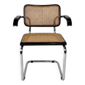 Chaise de salle à manger en porte-à-faux avec cadre tubulaire et cannage, Italie, années 1970