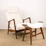 Large Norwegian Teak Armchair with Ottoman, Folke Ohlsson for Westnofa.