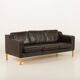 Vintage black leather sofa by Mogens Hansen, Deanmark 1970s