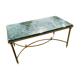 Table basse néoclassique laiton doré et marbre vert