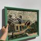 Painting of a farm in a landscape, oil on canvas with frame