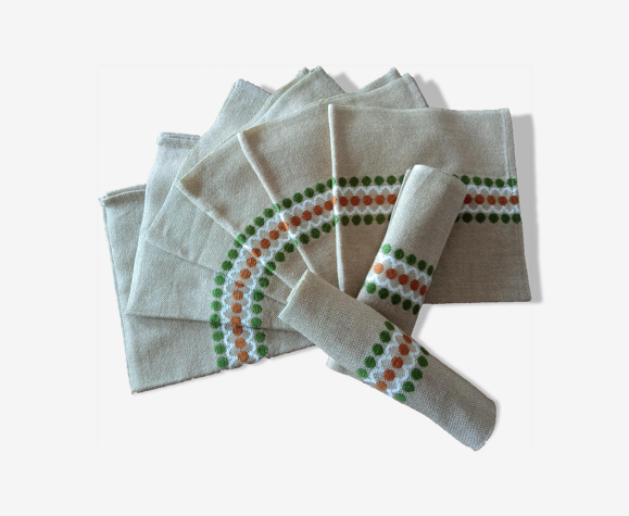 Set de 8 serviettes de table vintage 1970