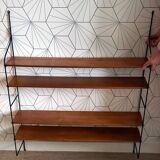 Etagère murale vintage en métal et bois massif style string