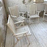 4 white wooden garden chairs