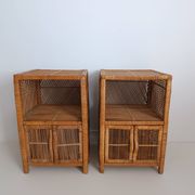 Pair of vintage rattan bedside tables