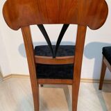 Set of Pair of Biedermeier Shovel Chairs, Walnut, Ink Painting, South Germany, 1830s