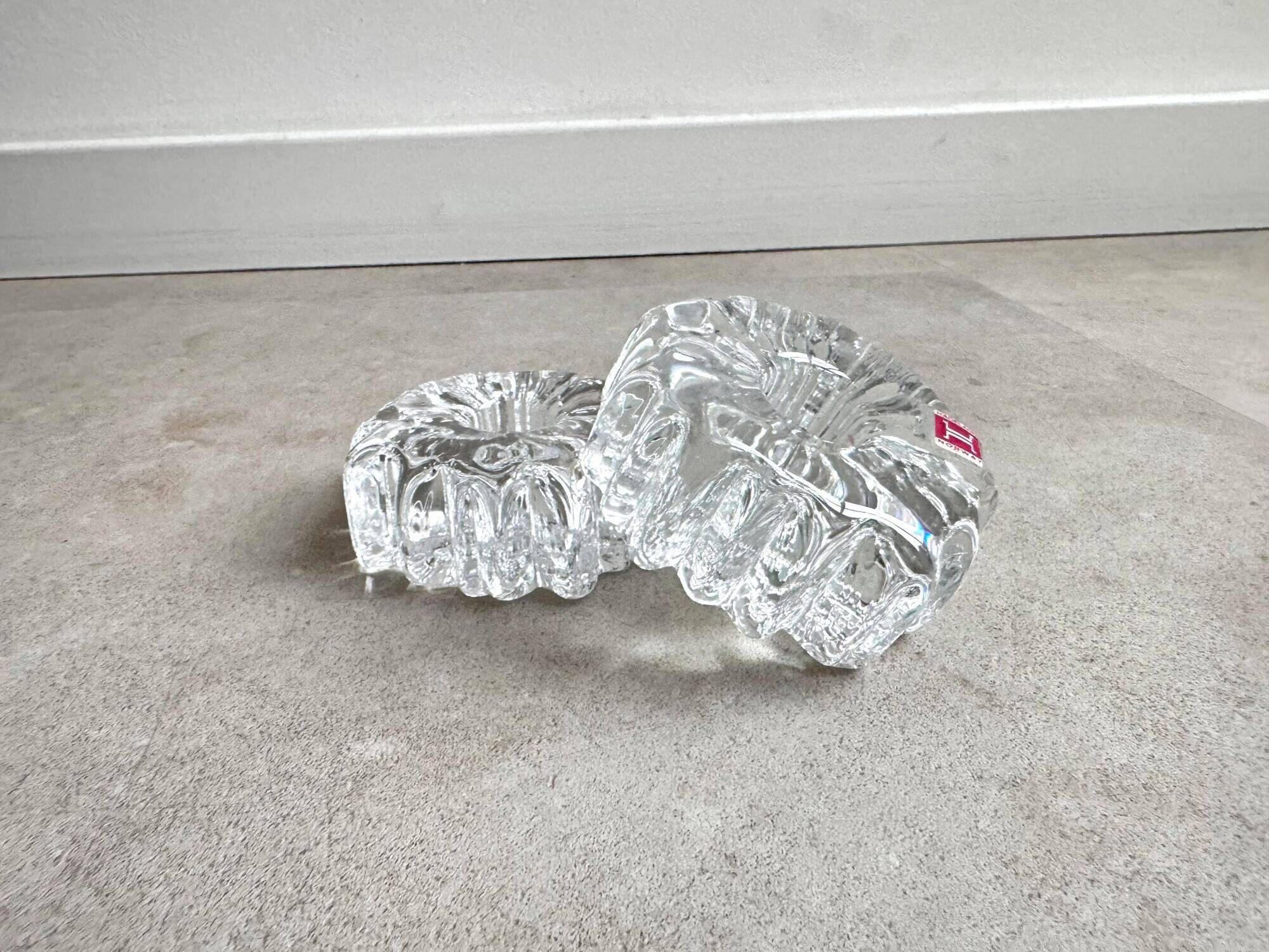 Set of 2 Hadeland Norway crystal candle holders