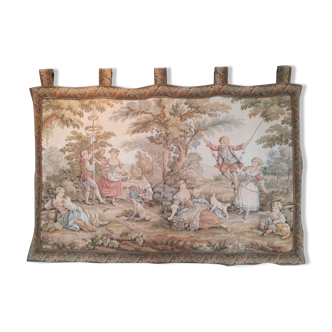 Antique polychrome tapestry in the Aubusson style