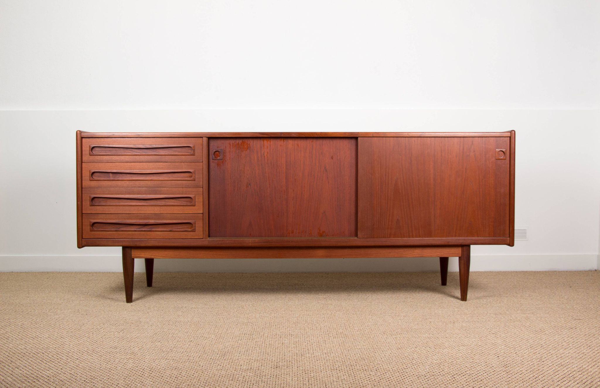 Enfilade Danoise en Teck 200 cm, modèle 31b, par Johannes Andersen 1960.