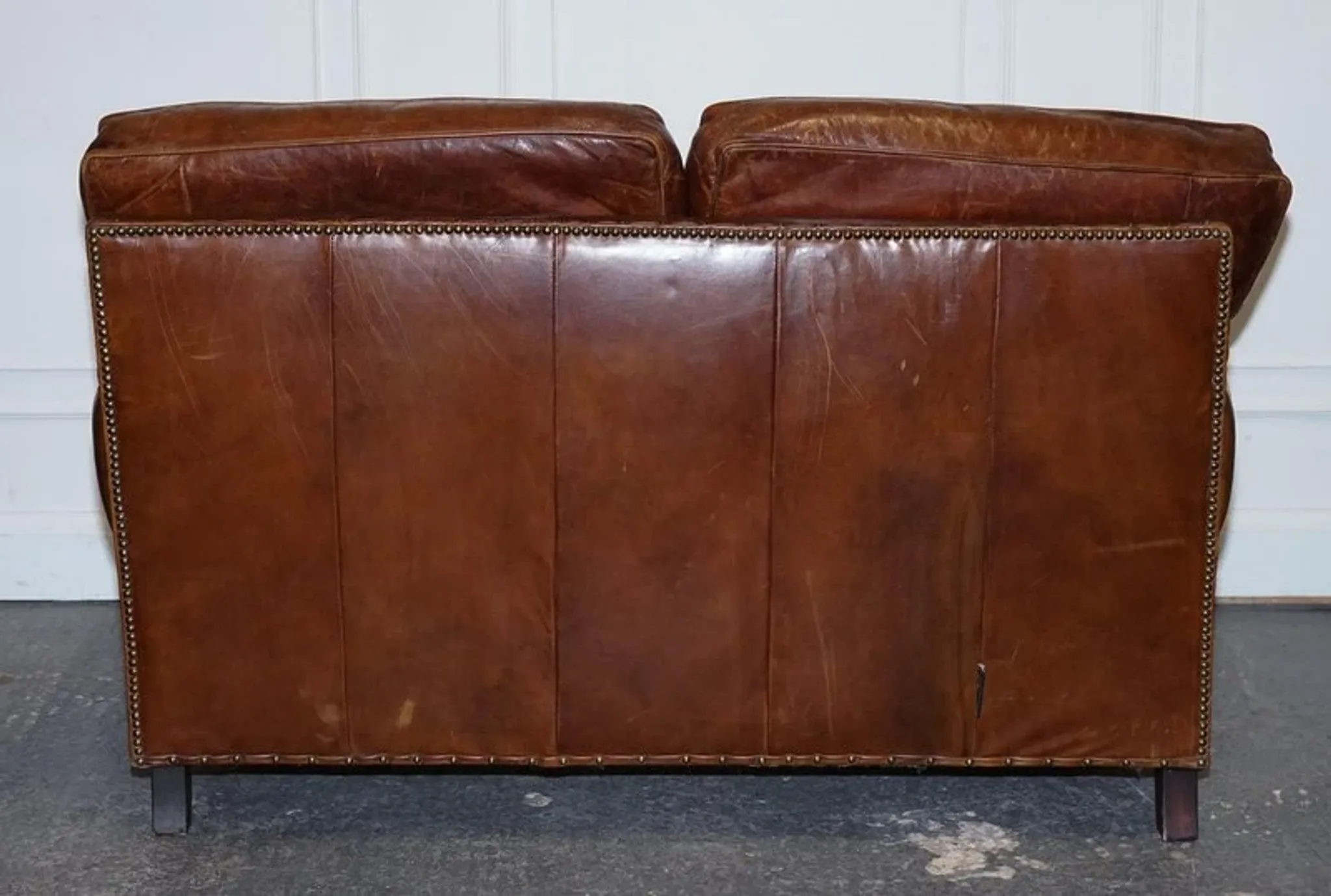 Brown Leather Two-Seater Sofa Balural in the Style of Halo and Timothy Oulton