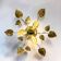 Vintage 1970s - 80s gold leaf metal flower wall light