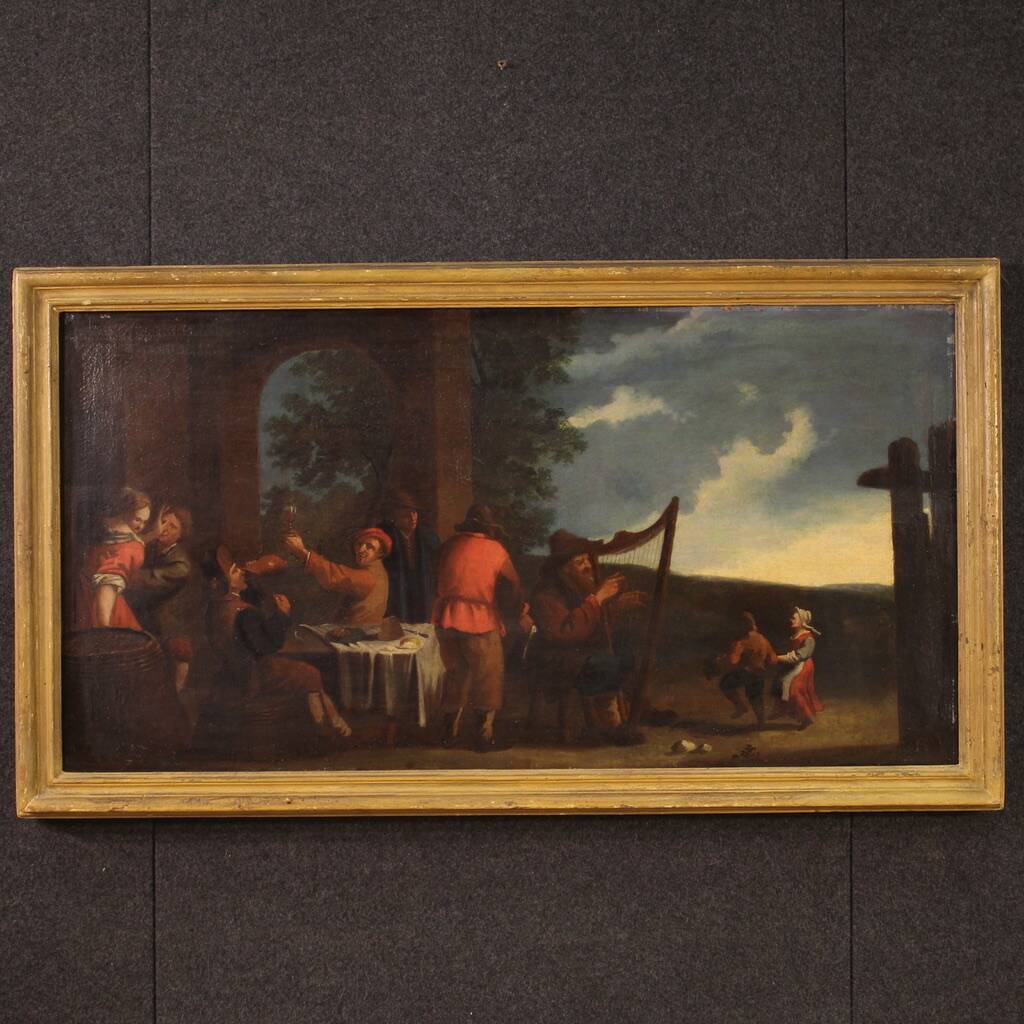 Italian painting Bamboccianti genre scene